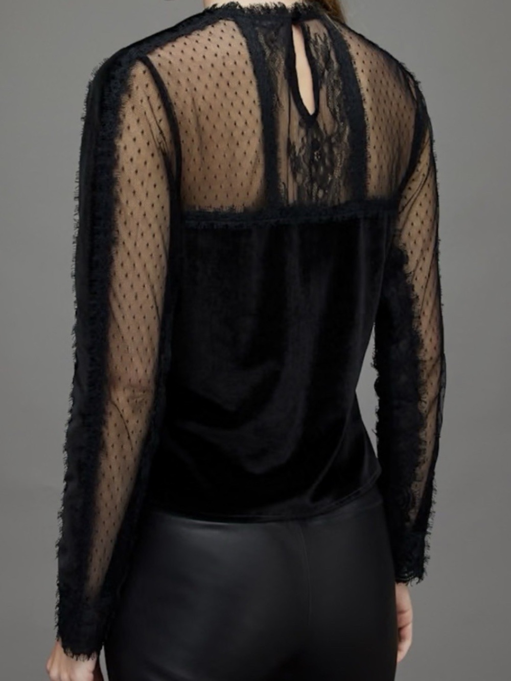 All Saints Mila Velvet Lace Top - Picture 2 of 6